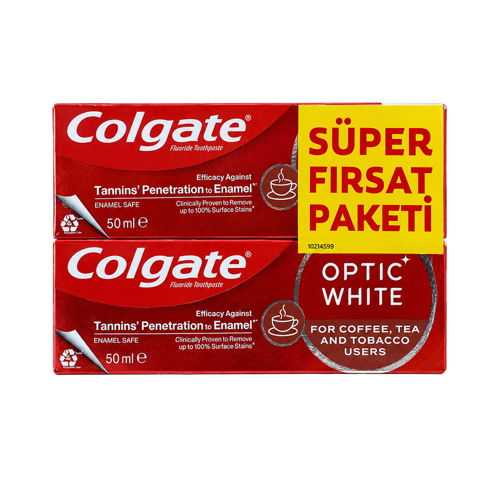 Colgate Diş Macunu Optic White Çay Kahve Ve Tütün Kullananlar İçin 2X50Ml