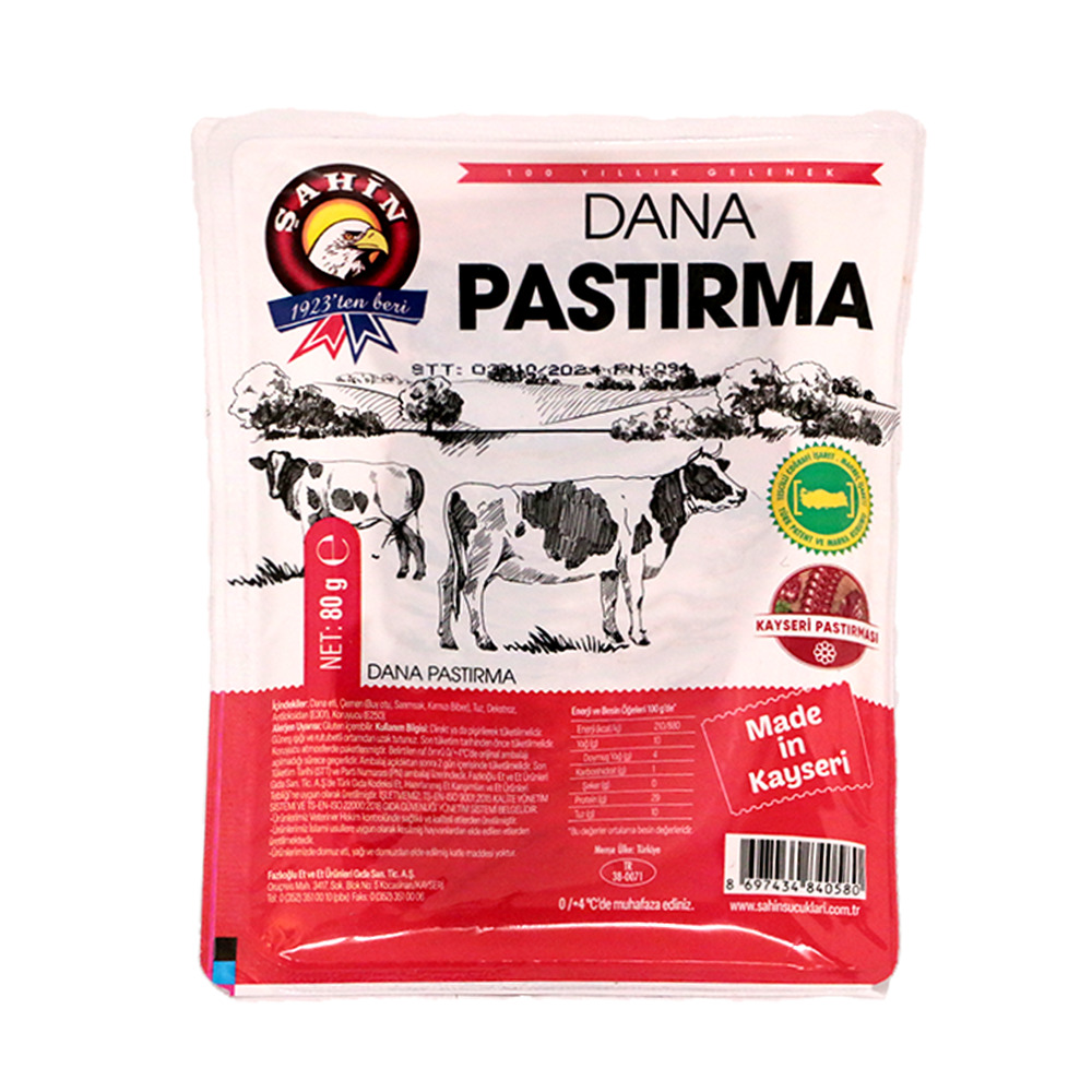 Şahin Seçme Dana Pastırma 80 Gr.