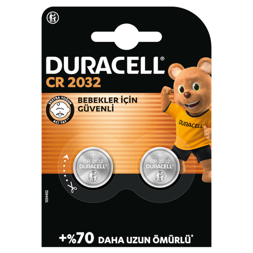 Duracell Düğme Pil 3 Volt 2’li 2032.