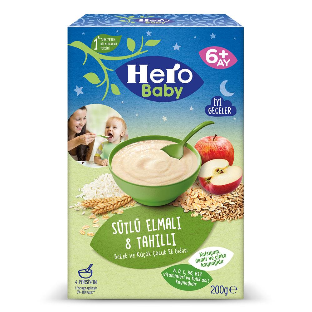 Hero Baby Bebek Maması 200 Gr Sütlü Elmlı 8 Tahıllı