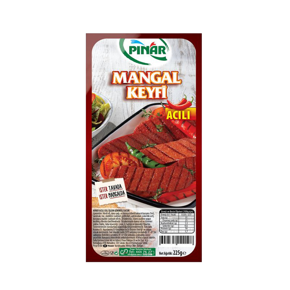 Pınar Sucuk 225 Gr Hindi Mangal Keyfi Acılı