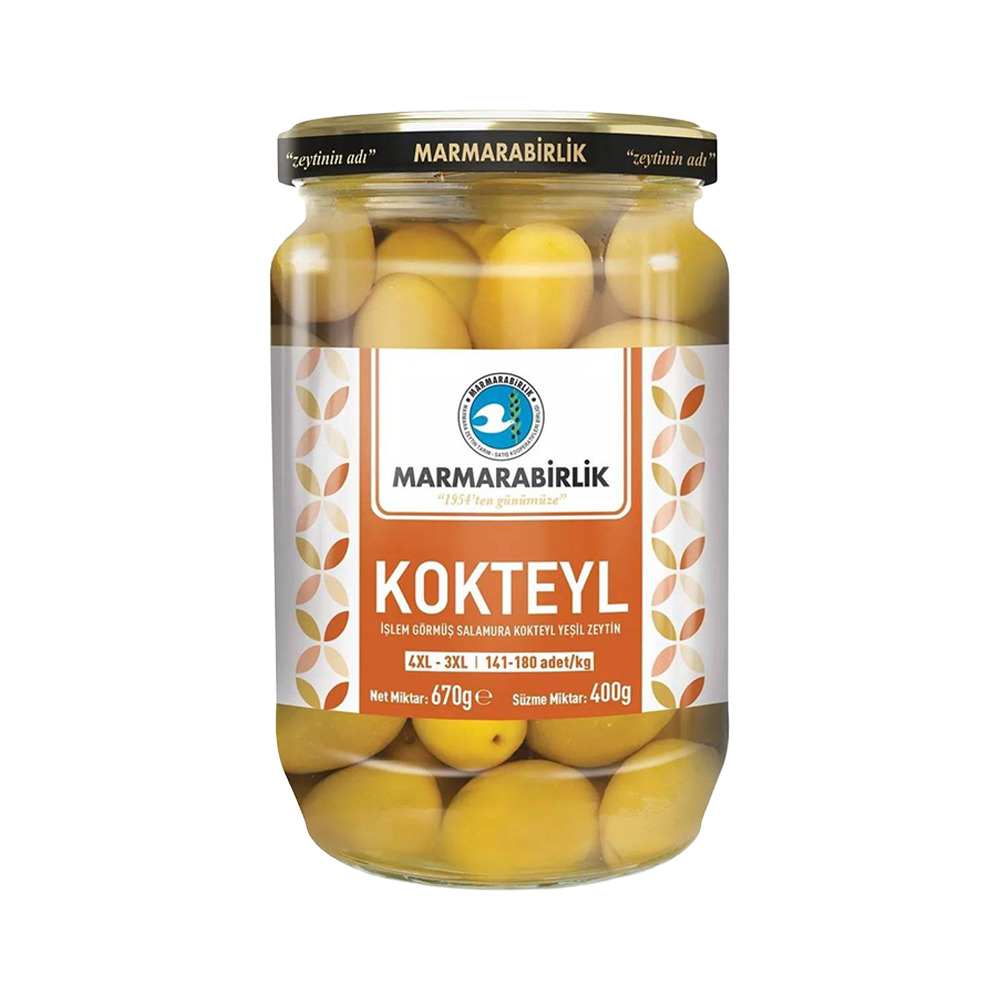 Marmarabirlik Yeşil Zeytin Kokteyl 4Xl-3Xl 141-180 Adet 400 Gr