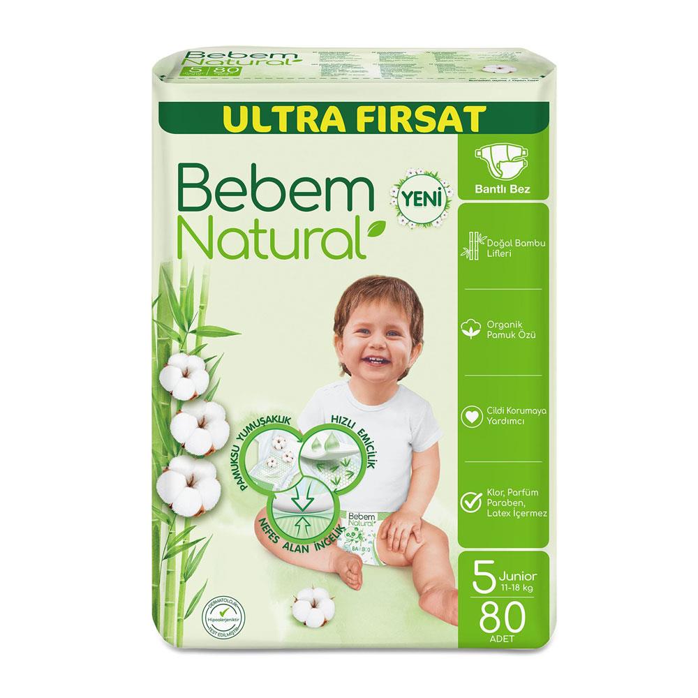 Bebem Natural Çocuk Bezi No:5 80 Lı 11-18 Kg Ultra Fırsat