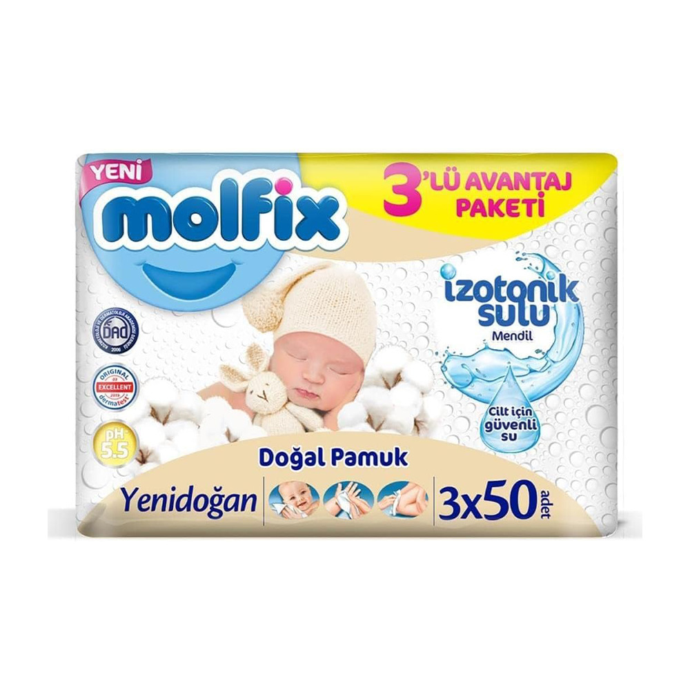 Molfix Islak Havlu 3X50 Li Yenidoğan İzotonik Sulu