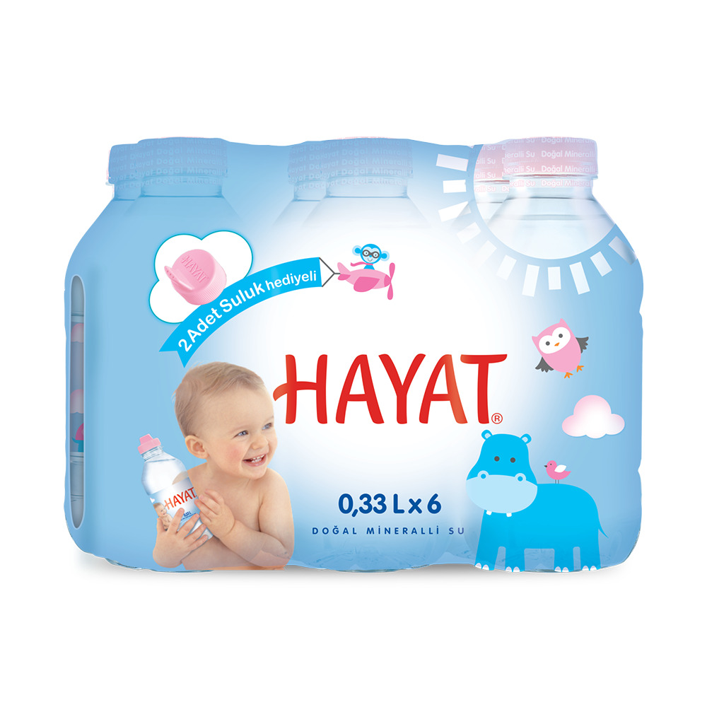 Hayat Bebekler İçin Özel Korumalı Şişe Suluk Hediyeli Su 6*0,33 Lt .