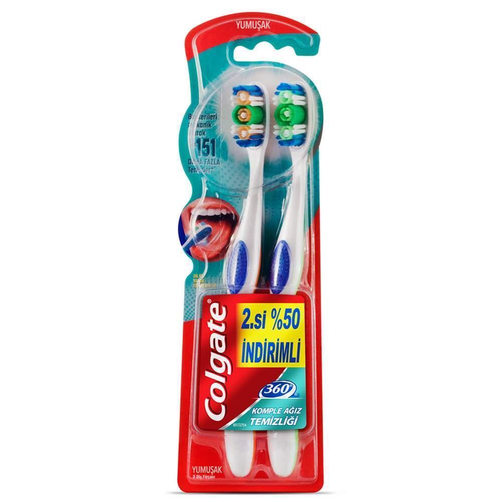 Colgate 360 Komple Ağız Temizliği 4'Ü 1 Arada Temizlik Yumuşak Diş Fırçası 1+1