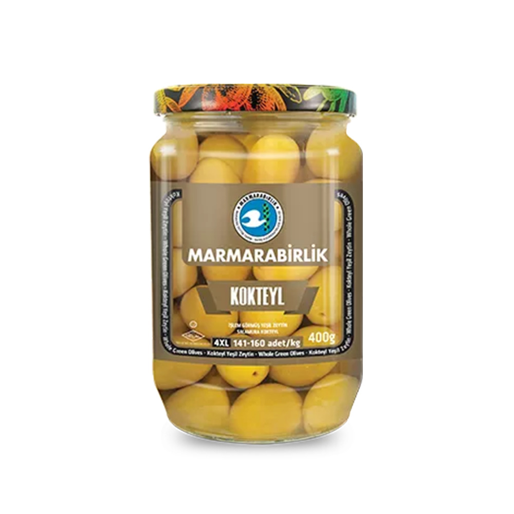 Marmara Birlik Yeşil Zeytin 4 Xl Kokteyl 400 Gr 141-160 Ad