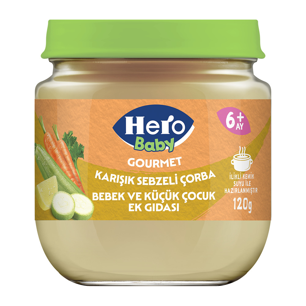 Hero Baby Kavanoz İlikli Kemik Sulu Karışık Sebzeli 120 Gr 