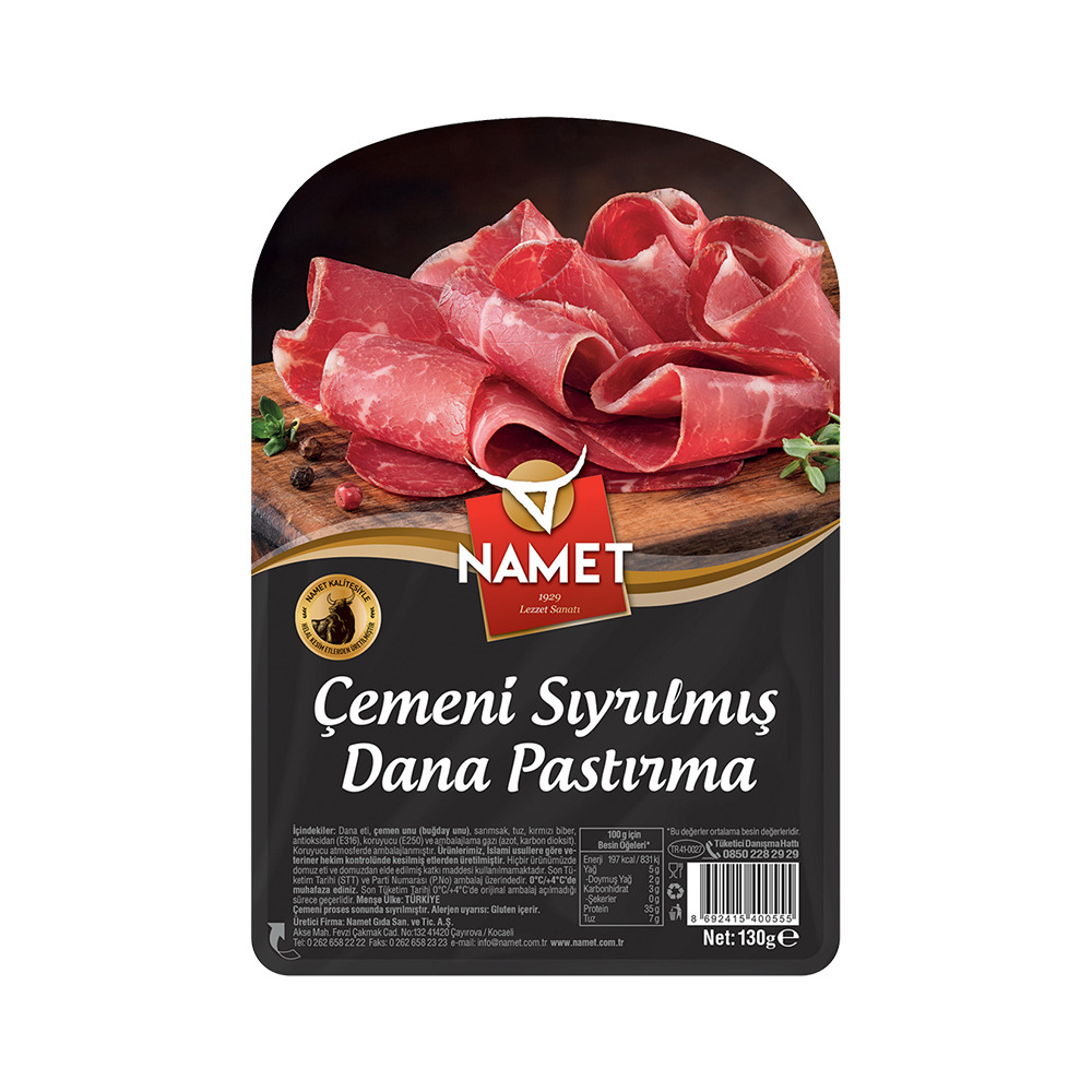 Namet Çemeni Sıyrılmış Dana Pastırma 110Gr 