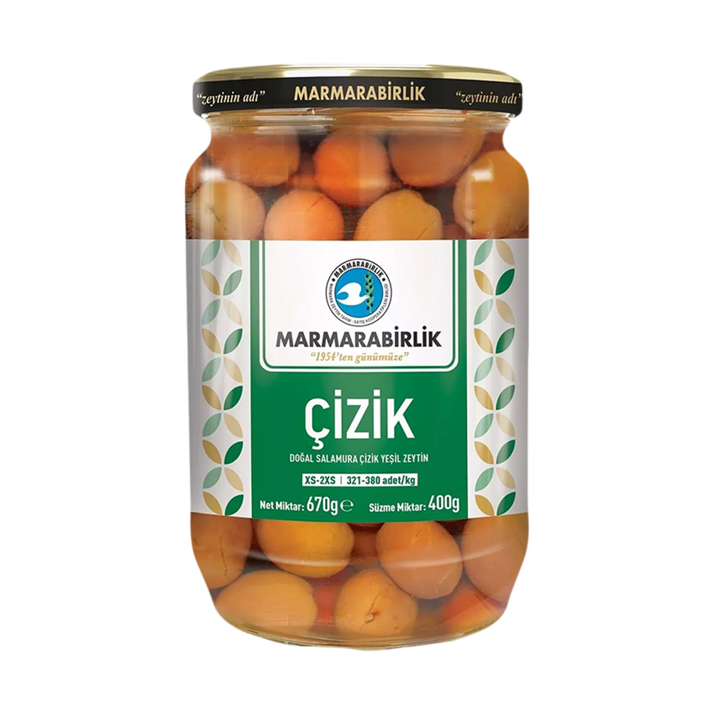 Marmarabirlik Çizik Yeşil Zeytin 400 Gr Cam