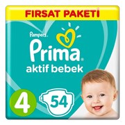 Prima Aktif Bebek Fırsat Paketi Maxi Bebek Bezi No:4 54’lu