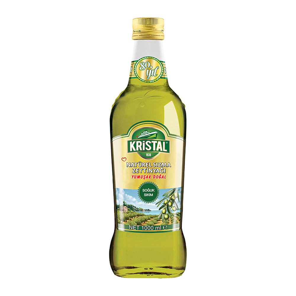 Kristal Naturel Sızma Zeytinyağı 1 Lt Cam Yumuşak Doğal Lezzet