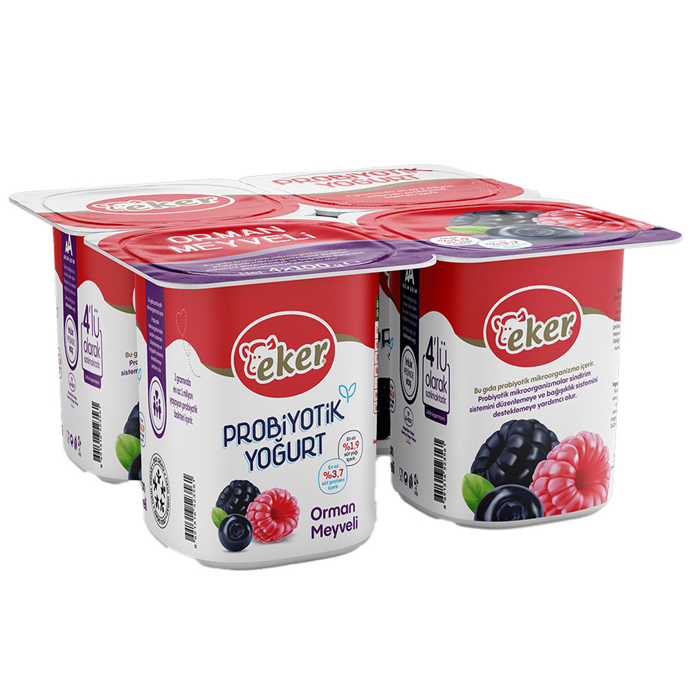 Eker Probiyotik Yoğurt 4*100 Gr Orman Meyveli