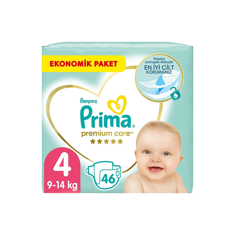 Prima Premium Care Ekonomik Maxi Jumbo Bebek Bezi No:4 46’lı 7-14 Kg 