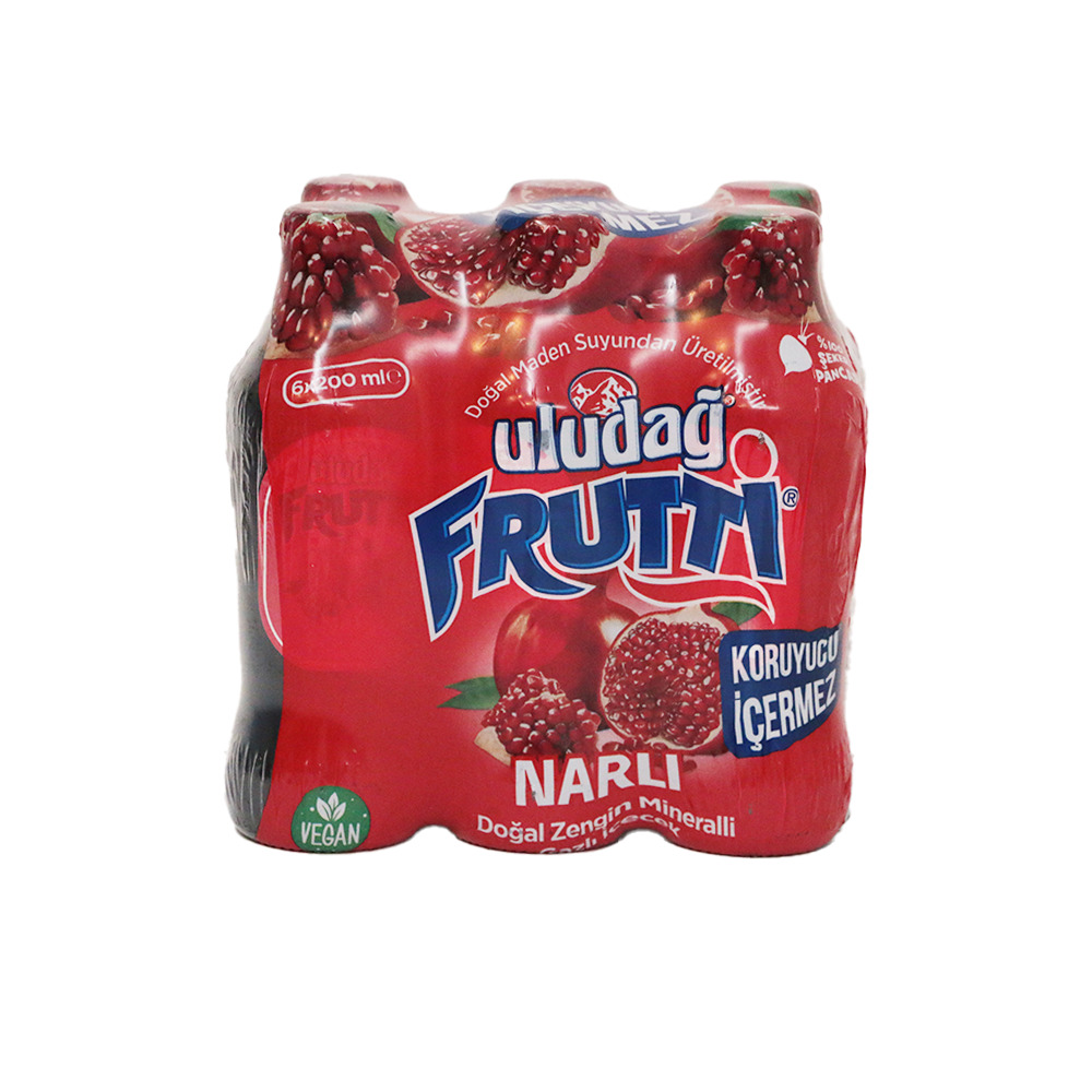 Uludağ Frutti Nar Aromalı Maden Suyu 6*200 ml.