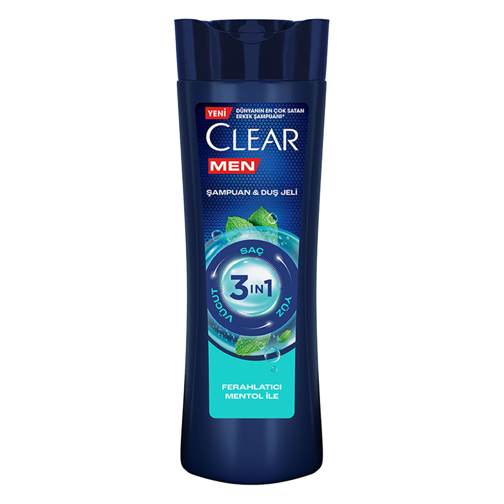 Clear Men Şampuan +Duş Jeli 350 Ml 3 in 1 Ferahlatıcı Mentol