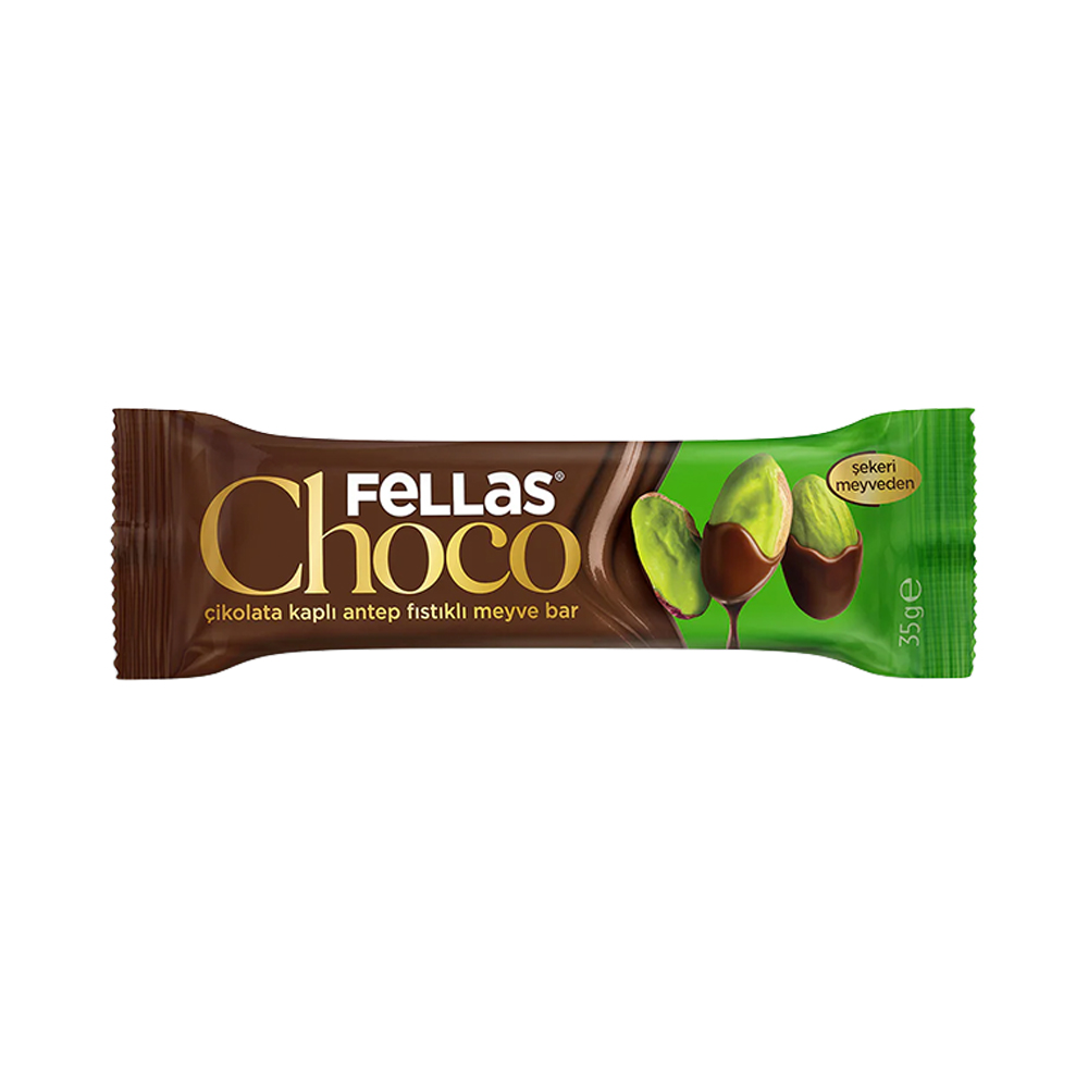 Fellas Choco Çikolata Kaplı Antep Fıstıklı Glutensiz Meyve Bar 35Gr