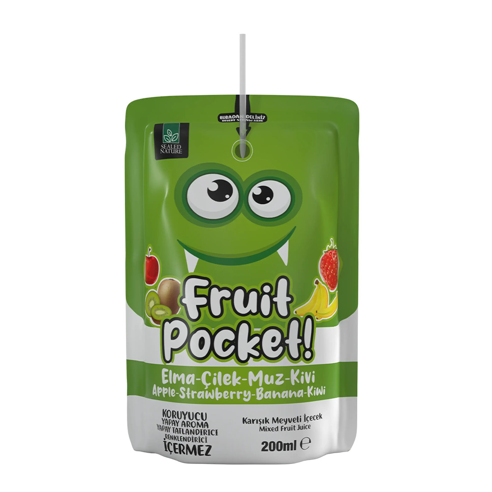 Fruit Pocket! Elma Çilek Muz Kivi Meyveli İçecek 200 Ml **