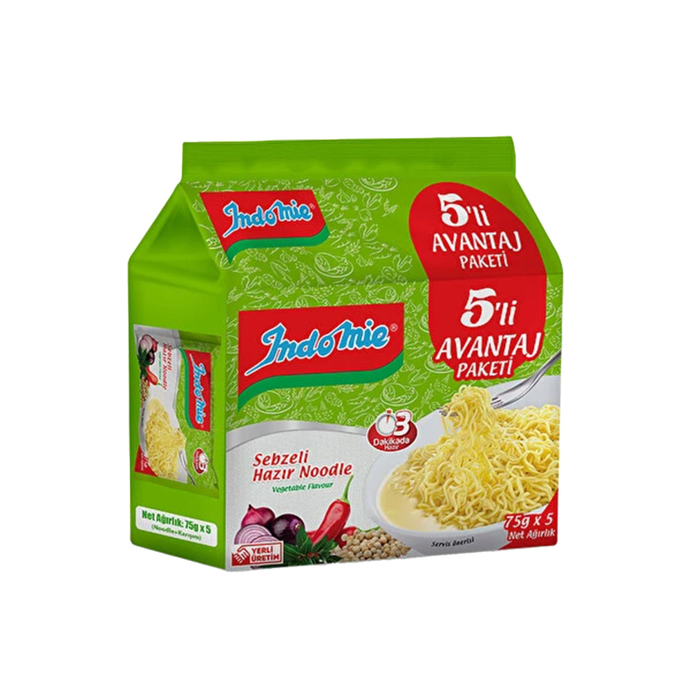 Indomie 5'li Noodle 375 Gr. Sebzeli