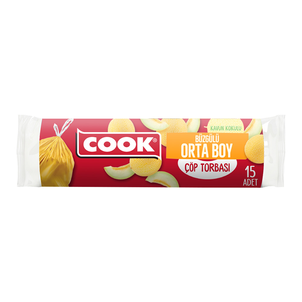 Cook Çöp Poşeti Büzgülü Orta Boy 55*60 Cm 15 Li