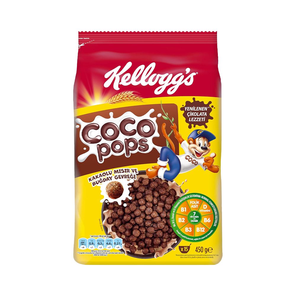 Ülker Kellogg's Coco Pops Topları Çikolata Mısır Gevreği 450 Gr