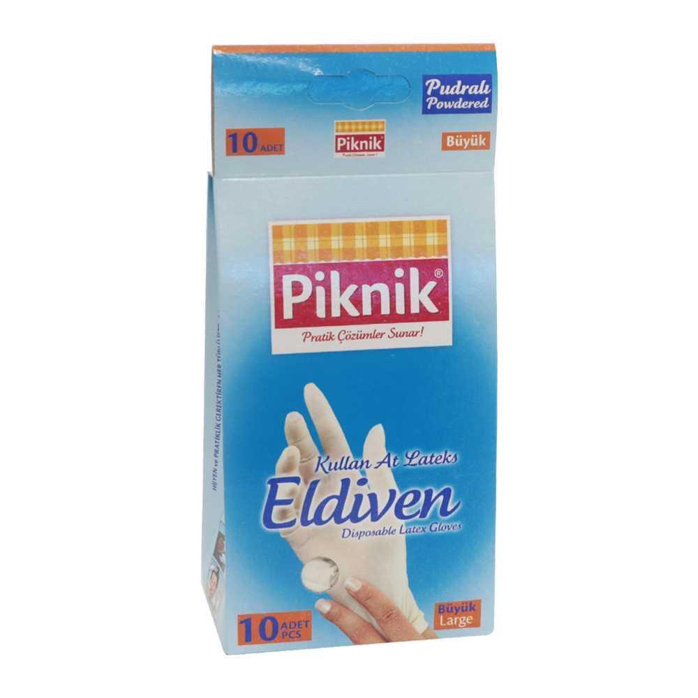 Piknik Kullan At Lateks Eldiven Büyük Boy 10'lu Pudralı