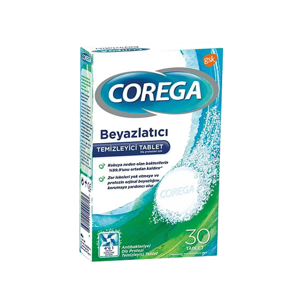 Corega Beyazlatıcı Temizlyeci Tablet 30 Lu