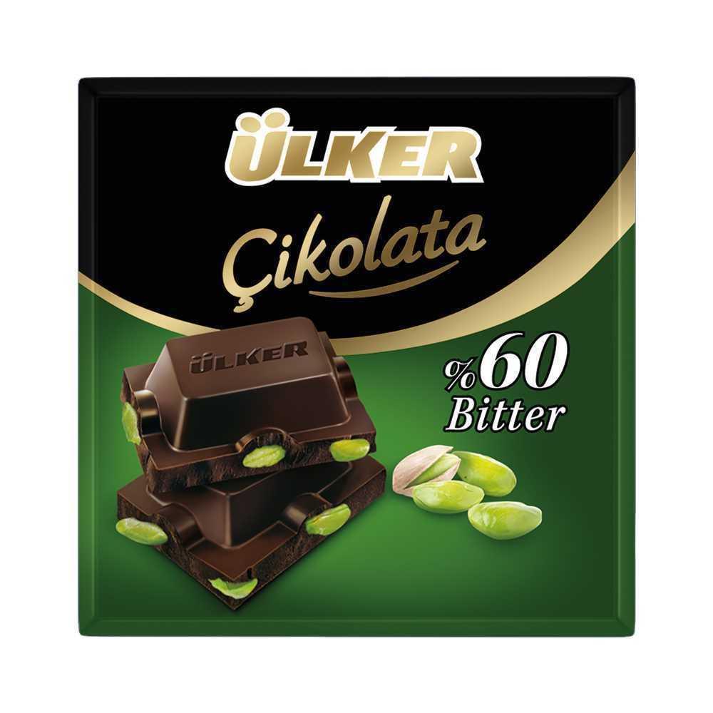 Ülker Antep Fıstıklı Çikolata Kare Bitter 65 Gr 