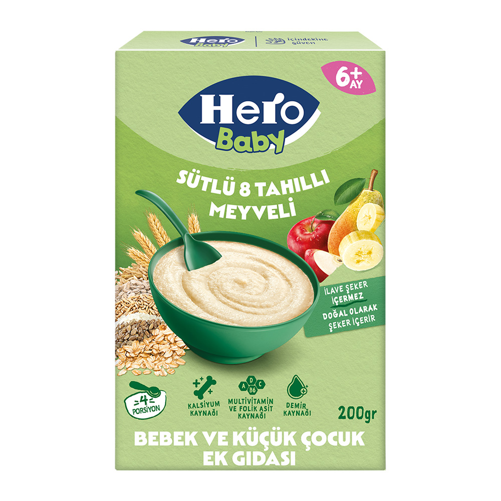 Hero Baby Bebe Mama 200G Sütlü Meyveli 8 Tahıllı