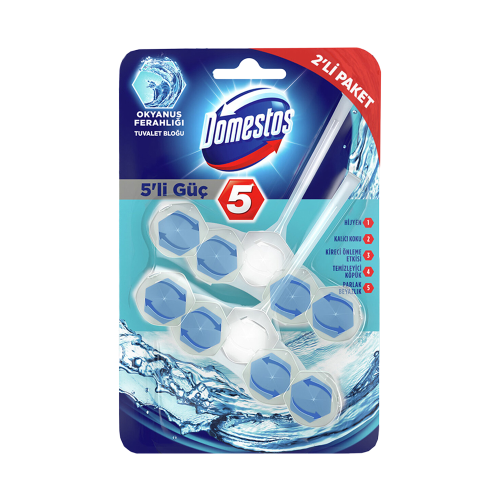 Domestos Wc Blok 5’li Güç Okyanus Ferahlığı 2’li