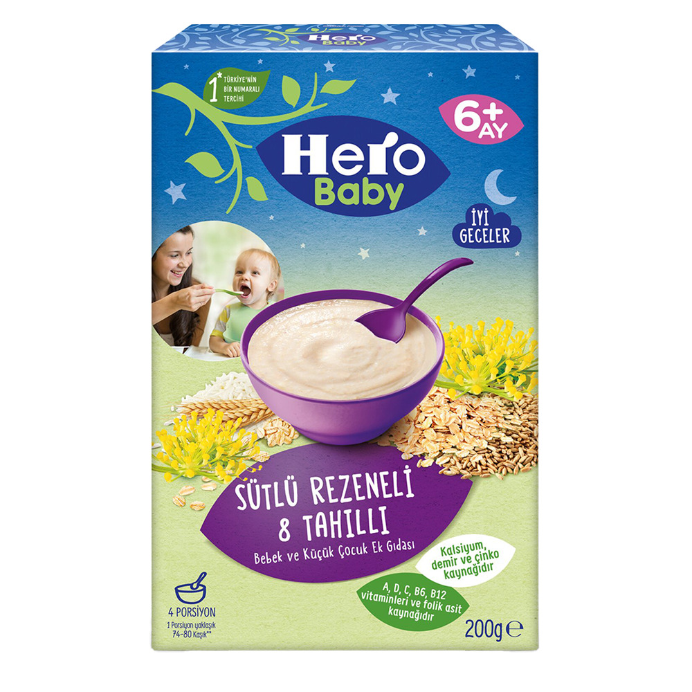 Hero Baby Sütlü Rezeneli 8 Tahıllı 200 Gr