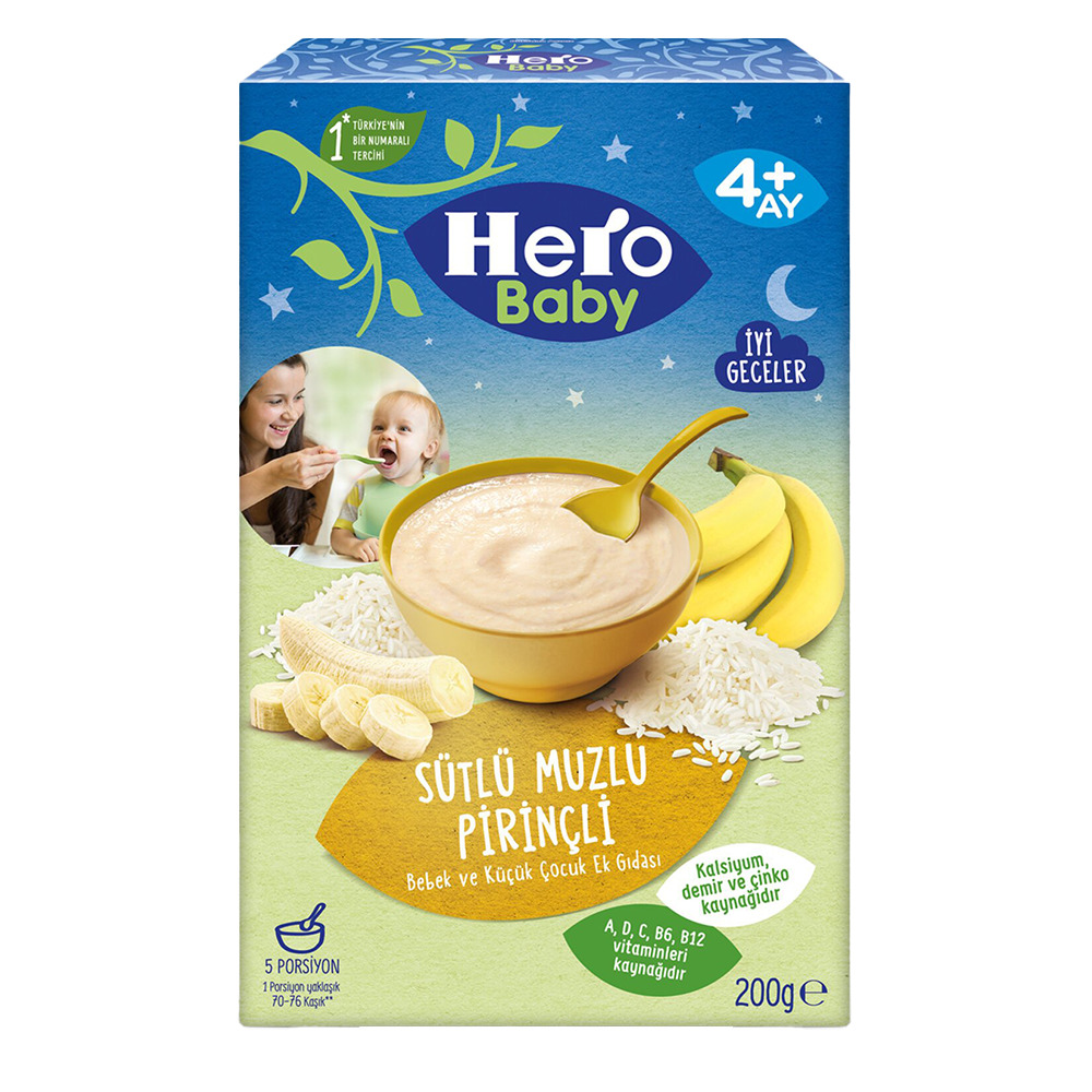 Hero Baby Kaşık Maması 200 Gr Sütlü Pirinçli Muzlu