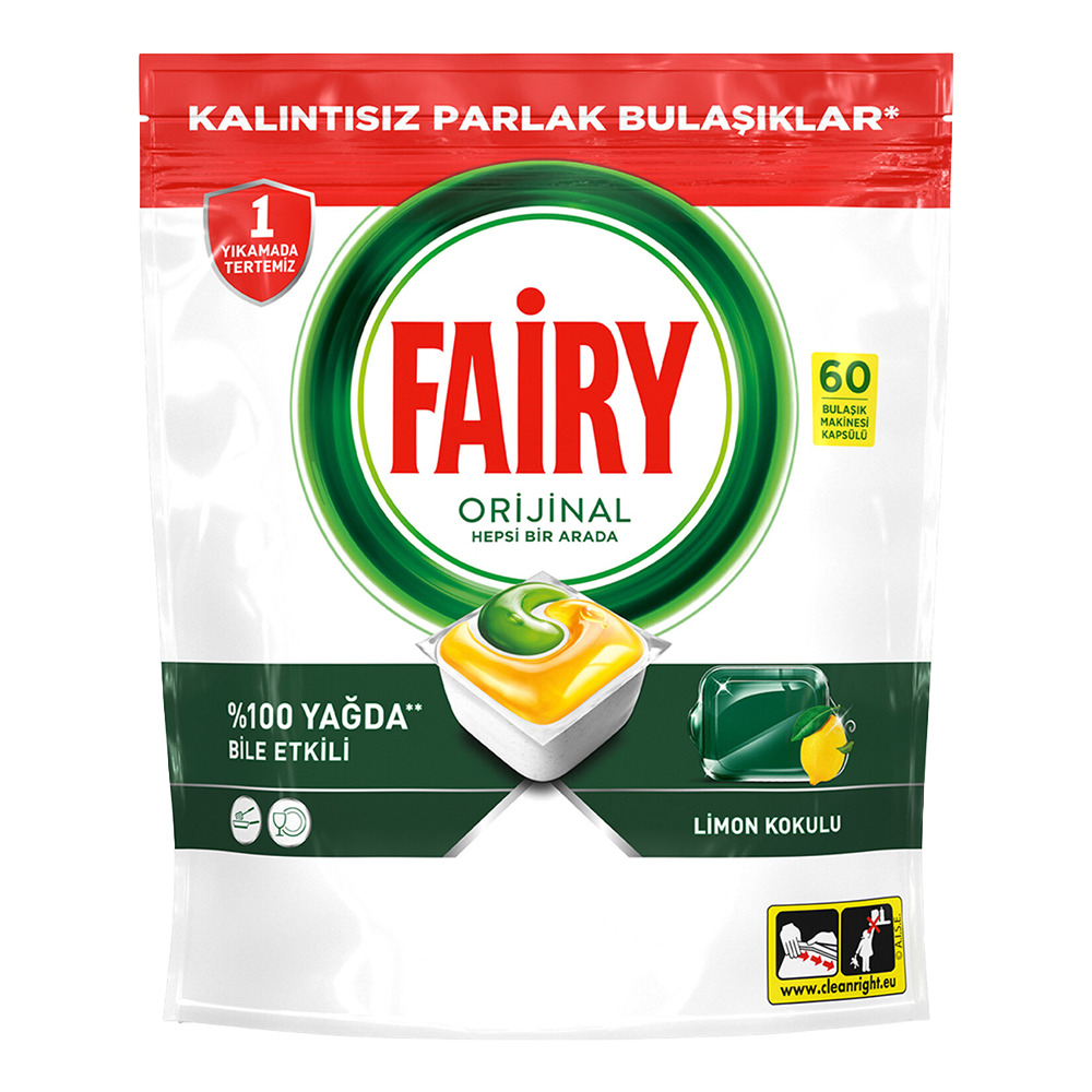 Fairy Hepsi Bir Arada 60’Lı Limonlu Bulaşık Makinesi Deterjanı