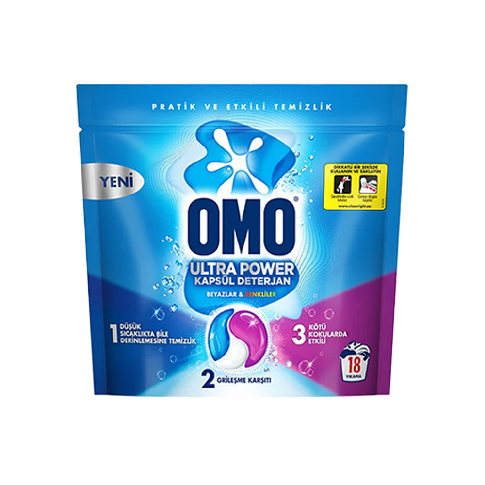 Omo Ultra Power Kapsül Deterjan 18'Li Beyazlar& Renkliler 234G