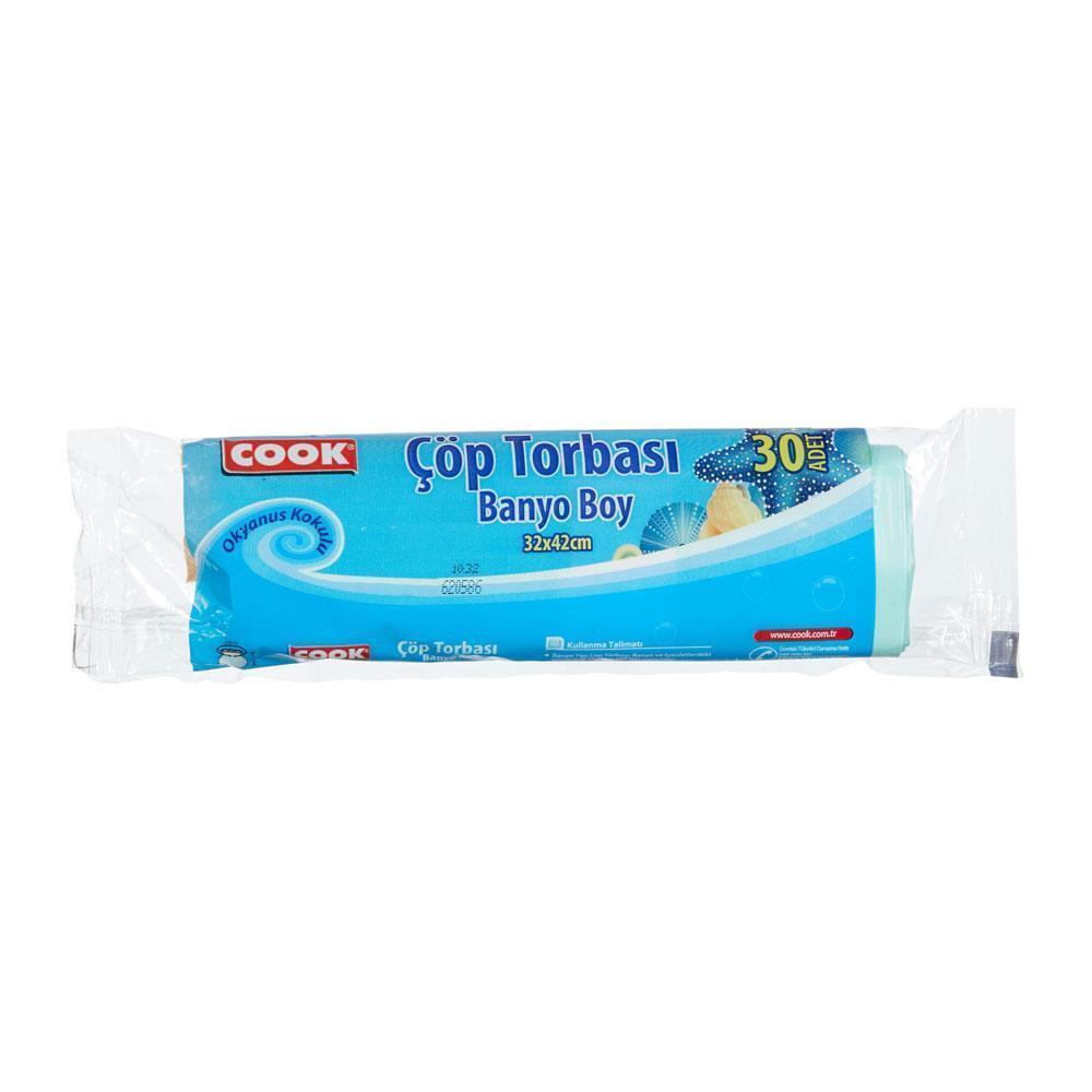 Cook Çöp Torbası Okyanus Kokulu Banyo Boy 32*42Cm 30'lu 