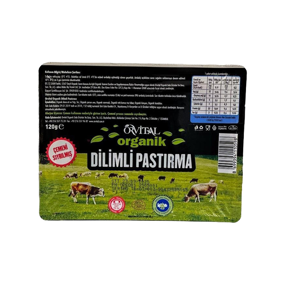 Orvital Organik Dana Pastırma 120 Gr
