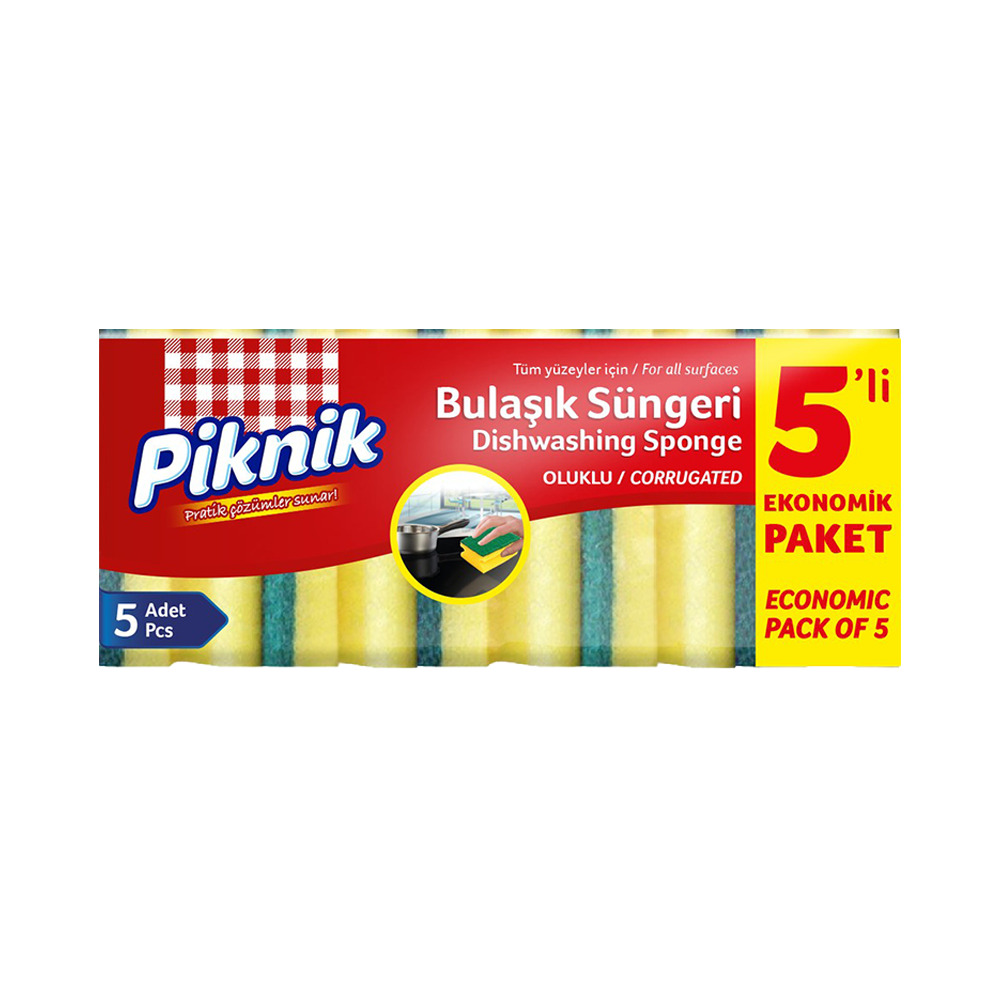 Piknik Bulaşık Süngeri Oluklu 5'Li