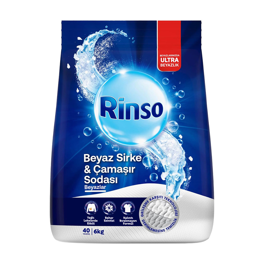 Rinso Toz Deterjan Beyaz Sirke Çamaşır Soda 6 Kg**
