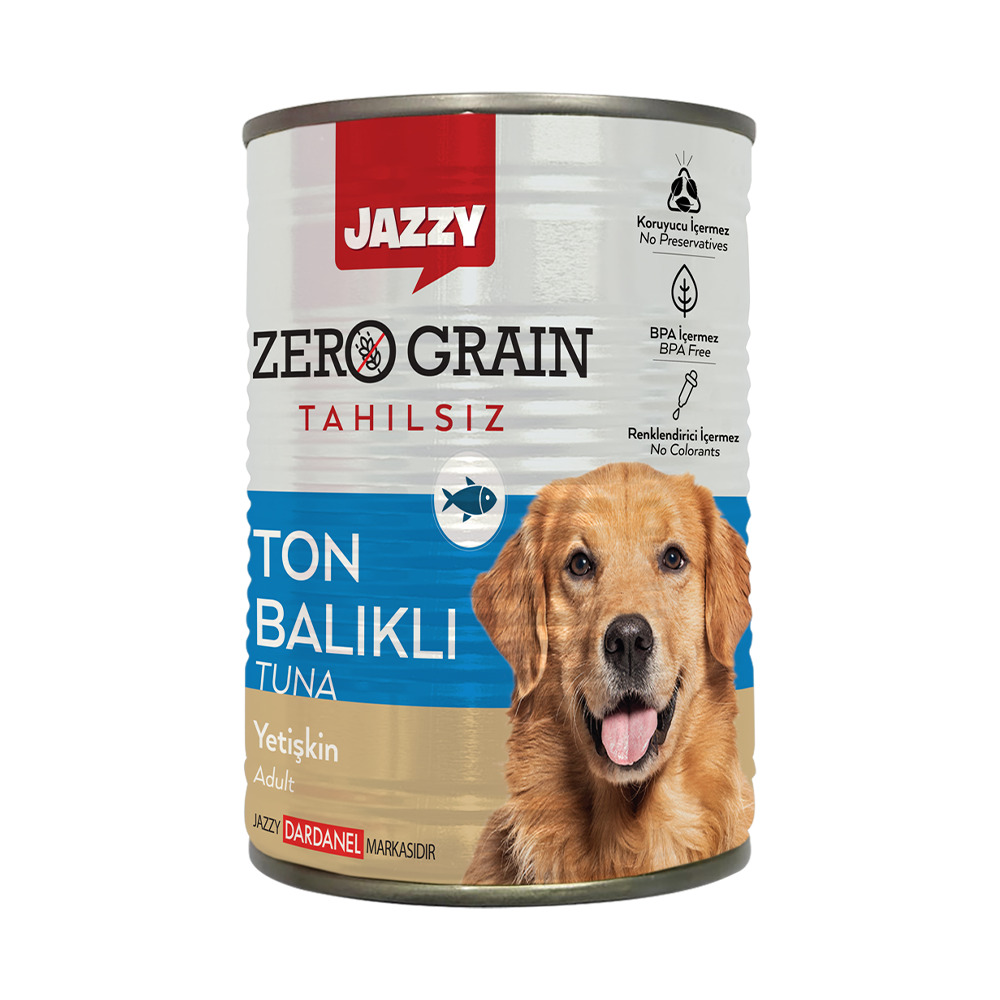 Jazzy Yaş Köpek Maması Tahılsız Yetişkin Ton Balıklı Tuna 380G**
