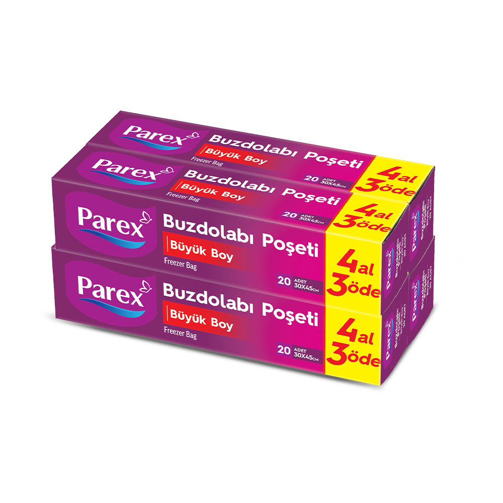 Parex Büyük Buzdolabı Saklama Poşeti 4 Al 3 Öde 20 Li 30*45 Cm